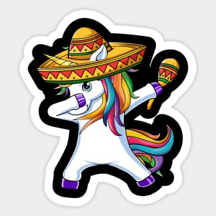 Dabbing Unicorn Rainbow Dab Dance Sombrero Sticker